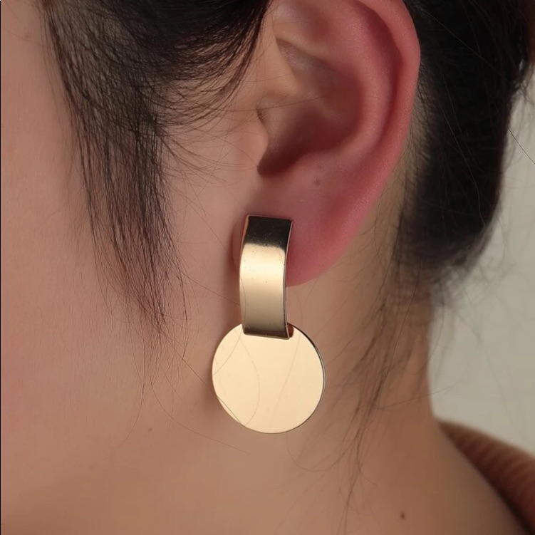 Awesome Metallic Geometric Geo Disk Stud Earrings